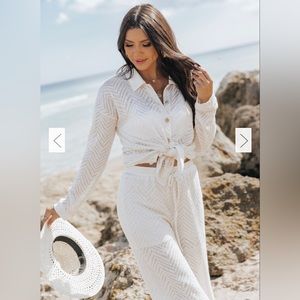 Cream Chevron Button Down Cardigan